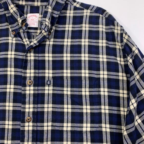 Brooks Brothers Shirt Mens L Windsor Blue Check Cotton Button Down Long Sleeve - Picture 3 of 9